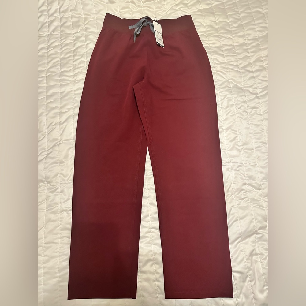 Figs Burgundy High Waisted Livingston Scrub Pants